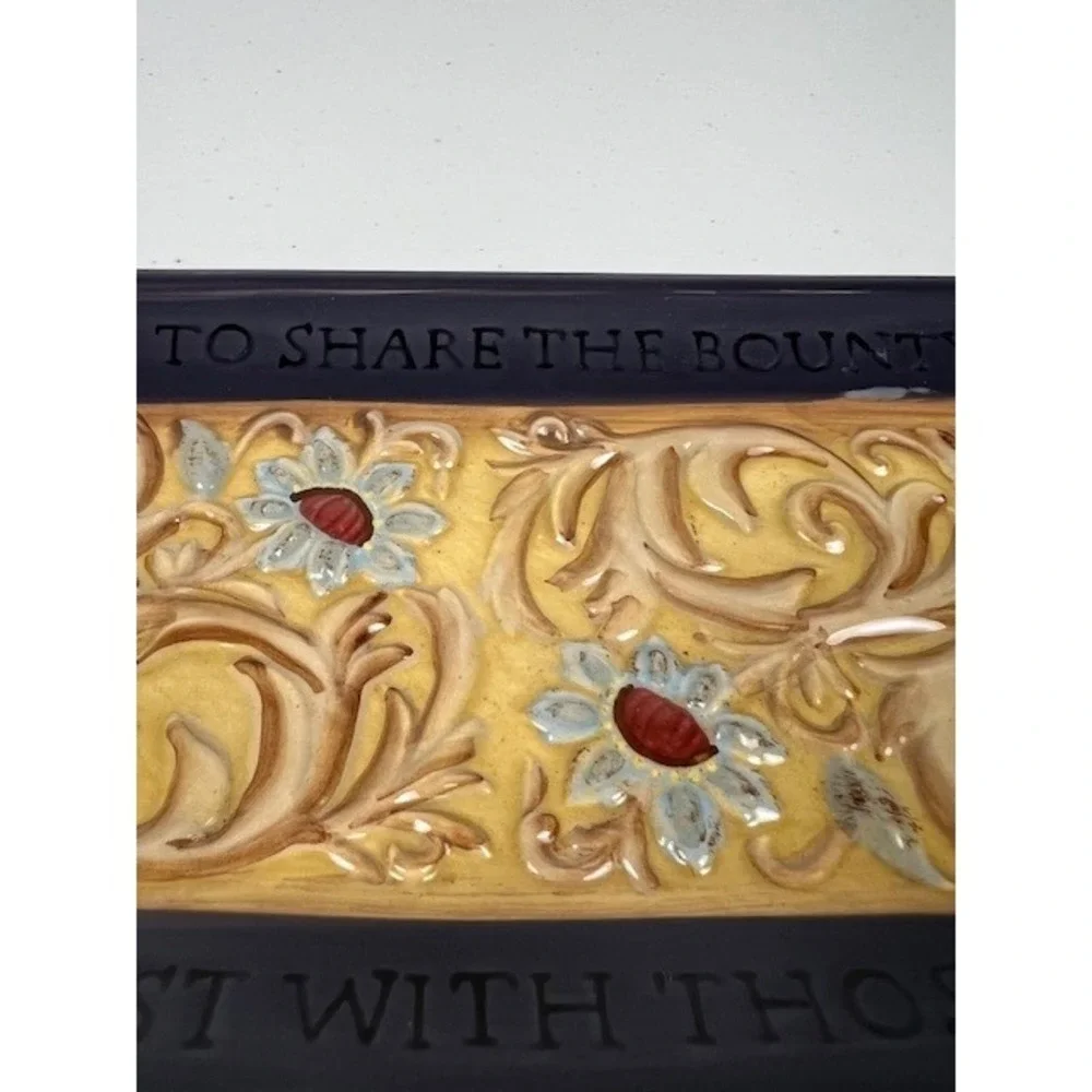 Amscan Harvest Sentiment‎ Ceramic Serving Kitchen Trinket Wall Hanging Tray